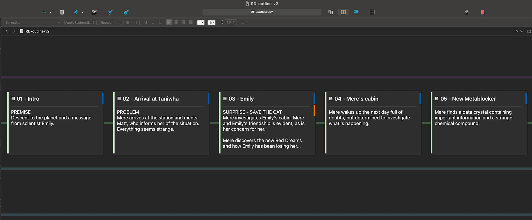 Outline for video game script